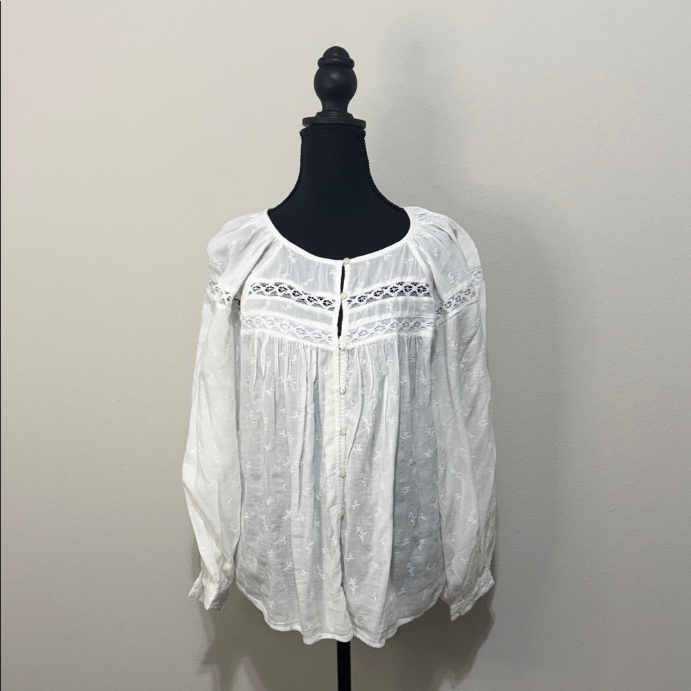 NWT Old Navy peasant White Lace Women's Top
